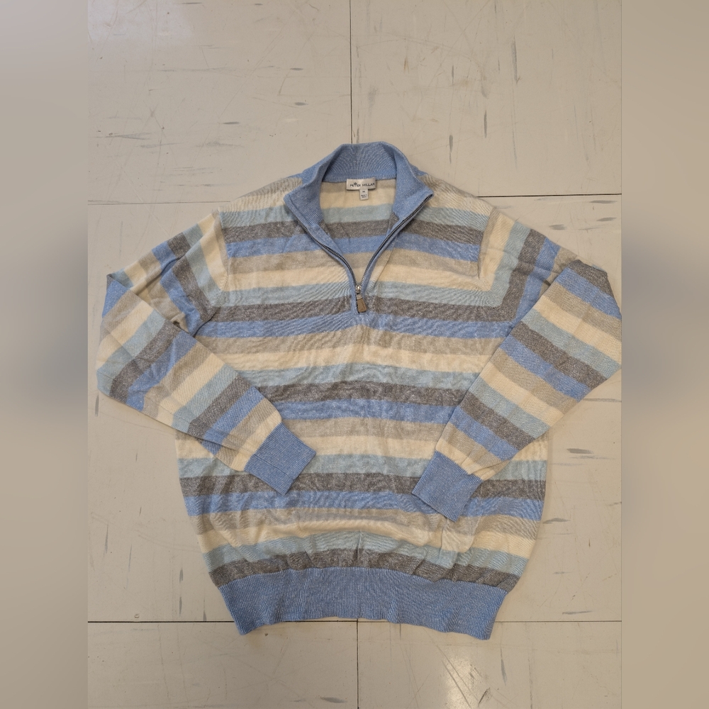 Peter Millar Striped Quarter-Zip Sweater